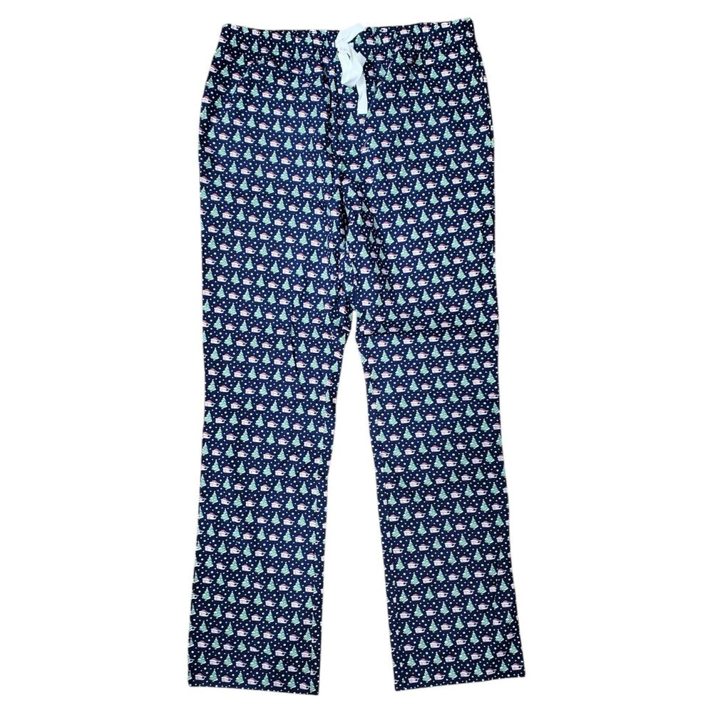 VINEYARD VINES Pants Adult Small Blue Lounge Pajama Santa Whales X-mas Tree